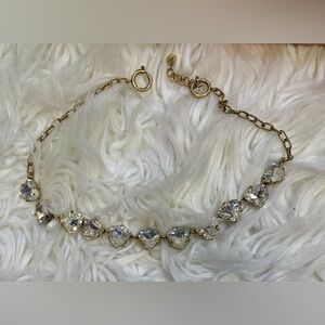 Stella & Dot Somervell Necklace Clear Crystal Gold Tone Heart Rhinestone N391G